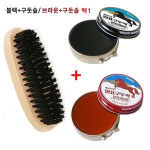 [펀아이템]말표구두약+구둣솔 1세트 블랙/브라운 택1 구두광택제 구두약 구두솔 구두광택