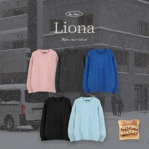 핫핑 [식빵니트] 리오나 라운드넥 오버핏 피셔 긴팔니트티