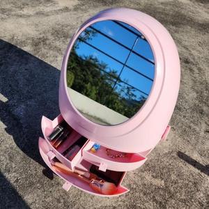 화장대 좌식 회전식 서랍 핑크 거울 미니