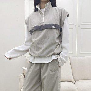 [신세계라이브쇼핑][옷자락] 여자 아노락맨투맨 하프집업 투톤 하이넥 조끼