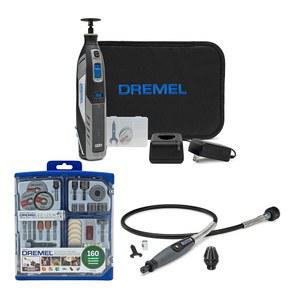 플렉스 샤프트, 액세서리 키트 번들이 포함된 Dremel 8250 12V 리튬 이온 배터리 무선 회전 공구(4가지 품목)