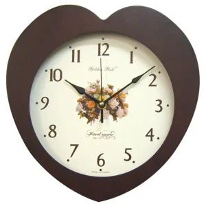 PM4362 앤틱 하트 무소음 플라워 벽시계 월넛 제조한국