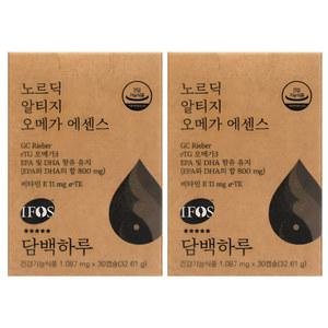 담백하루 오메가3 1255mg x 30캡슐 2박스 초임계 알티지 rTG 에센스 오메가쓰리 1000 노르딕 알레스카