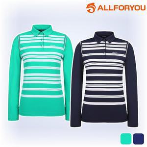 올포유 티셔츠 줄무늬 카라티 간절기 긴팔 봄 여성