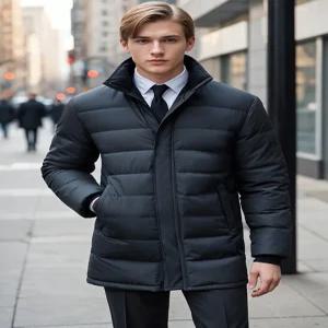 [트루젠]남자 구스다운 거위털 퀼팅 포인트 경량 롱 패딩 코트 점퍼 2컬러_JK