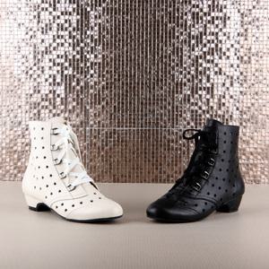 슈띠끄 고급 수제 여성 부츠 댄스화 스포츠 라인 라틴 재즈 탱고 스윙 살사 모던 룸바 사교 방송 공연 무대 댄스 연습 부츠 수제화 가죽 소가죽 앵글 앵클 WD1502 펀칭