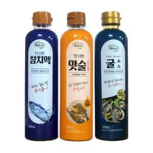 웰크리 맛더한 1호 참치액 맛술 굴소스 500ml 각 1개씩 합 3개