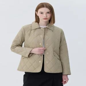 헤지스 여성 24SS [클리어런스][스테디셀러]카키 퀼팅 긴팔점퍼 WSJU4AC11K1