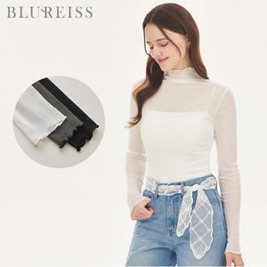 [블루레이스] 웨이브 모크넥 시스루 티셔츠_B5S1TS6711