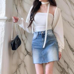 [옷자락]여자 이너탑 골지 볼레로 머플러 3종 세트