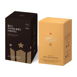 할리스 프리미엄 블렌드 아메리카노, 100입, 1개 + 바닐라 딜라이트, 30입, 1개