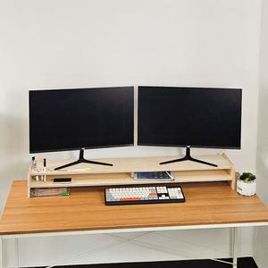 티스 자작나무 모니터 받침대 1200 컴퓨터 거치대 책상 정리 선반 듀얼 모니터
