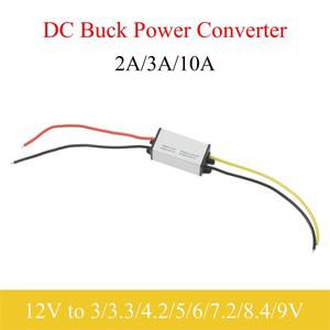 DC 12V 에서 3V/3.3V/3.7V/4.2V/5V/6V/7.2V/8.4V/9V 전력 변환기 2A 10A 벅 레귤레이터 자동차 용 스텝 다