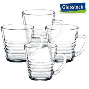 국산 글라스락 강화유리 렌지머그(220ml)-4개 믹스커피컵 내열유리컵 티머그 커피머그 물컵