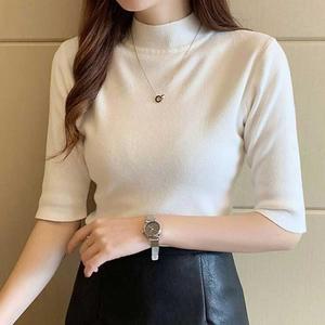 [오노마] ONM 반폴라 반팔 니트 5부소매 무지 팔뚝살 커버 이너가능