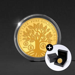 [골드팡] 24k 황금 행운나무 순금코인 0.1g + 프리미엄 가죽패키지
