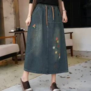 이츠 꽃송이 청치마  마담 미시 중년 여성 빅사이즈 40대 50대