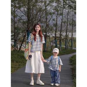 스프라이트 줄무늬 반팔티 아기옷 패밀리룩 빅사이즈