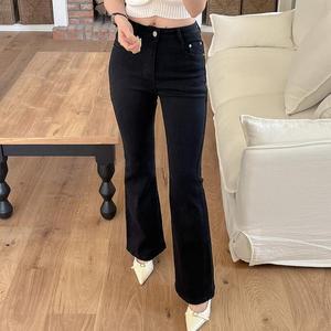 여자 플레어핏 부츠컷 블랙진 뽕패드 데님팬츠