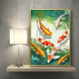 잉어 그림 유니액자 A3 CARP2 풍수그림 돈들어오는