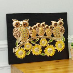 데일리데코 세련게리엔 부엉이 입체 도금 액자 400x300