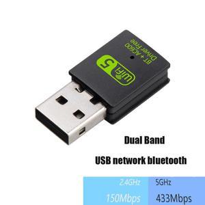 USB 와이파이 블루투스 호환 어댑터 PC 노트북용 미니 무선 네트워크 외장 리시버 600Mbps 듀얼 밴드 2.4Gh