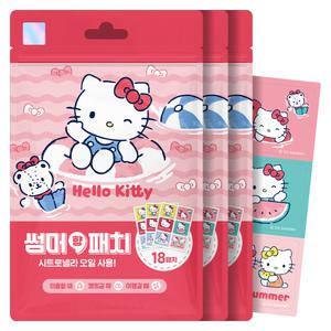 썸머패치 헬로키티 산리오 썸머 향 패치 시트로넬라 밴드 18매입, 3개