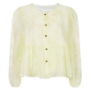 [샵앤] 여성 라운드넥 꽃자수 시스루 레이스 긴팔 블라우스 SOM-WBL-20549