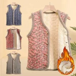 촌캉스 꽃무늬 김장조끼 할머니조끼 누빔 엄마 기모조끼 꽃조끼 털조끼