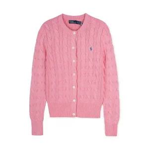 [신세계라이브쇼핑]폴로랄프로렌 여성 로고 케이블 핑크 가디건 211891643 004