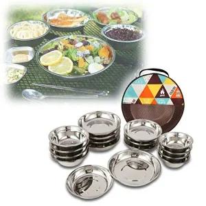 야외 캠핑 백패킹 주방 취사 스텐레스 식기 그릇 세트-WDAA7C6