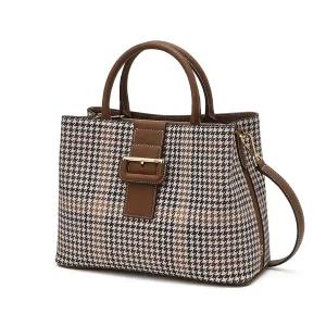 [닥스](센텀시티점)DCBA5F614W2 브라운 가죽배색 하운드투스체크 토트백 M
