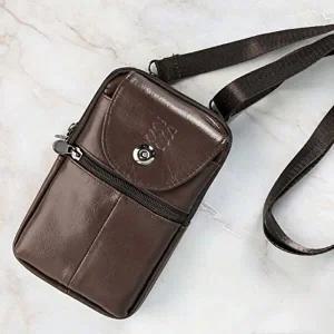 가죽 고급 작은 메신저백 남자 숄더백 브라운 가방-WFFPJ2Y