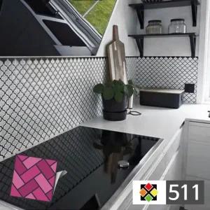 B스티커타일 511 흰다마스크 타일시트 시트타일 (WFHU41N)