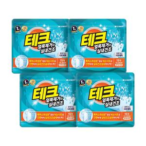 테크 얼룩제거와 실내건조 녹는 시트세제 일반드럼 겸용 프레쉬 15매 4개