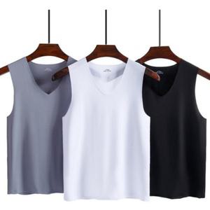 남성 쿨 런닝 V넥 아이스 실크 셔츠 무봉제 나시 런닝 셔츠