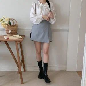[하프클럽/]여자 출근룩 랩스커트 스판 뒷밴딩 치마바지