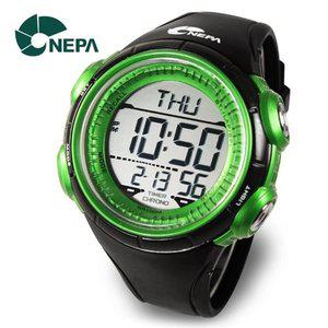 [기타]네파 50랩메모리 8알람 방수 전자 스포츠 러닝 군인시계 N237-GN