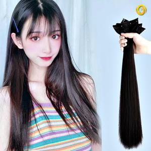 긴머리 부분 가발 뒷머리 똑딱이 붙임 머리 헤어 피스 3p