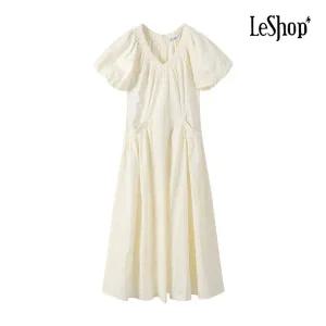 [르샵] V넥 밴딩 퍼프 롱 원피스 (BP5OP012A)