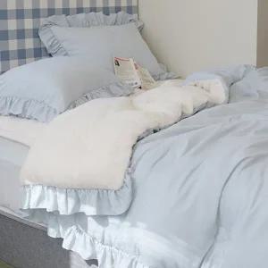 [아망떼]크리미 플란넬 극세사 양면 프릴 차렵이불패드세트 K