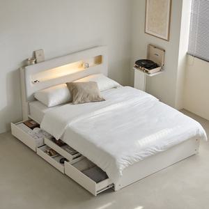 [빠른배송] 퍼니코 아이비 아쿠아텍스 패브릭 LED 조명 4단 수납침대 Q