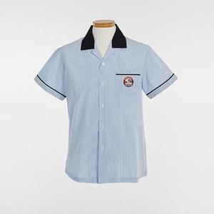 교복몰 반팔 셔츠 (현암중 스트라이프 블루 배색카라