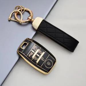 차키케이스 기아 세도나 그랜드 카니발 소렌토 L580 스마트 키 케이스 커버 체인 액세서리 용 6 버튼 TPU