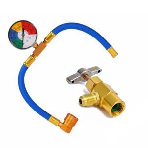 R134a 냉매 가스 리필 호스 키트 프레온 충전 게이지 도구 1/2 