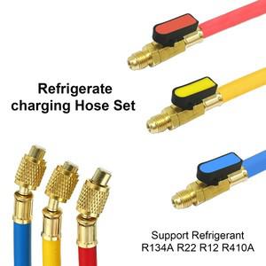 자동차 냉동 에어컨 AC 진단 매니폴드 압력 게이지 호스 도구 세트, R134A 800PSI