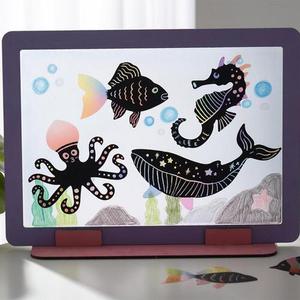 [문구티쳐] 민화샵 KC인증 필름 스크래치페이퍼 해양 생물 DIY 페이퍼아트 유아미술놀이 여름 만들기 환경수업