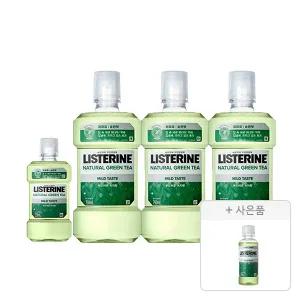리스테린액 내추럴 그린티 마일드 750ml, 3개 +250ml, 1개 + 증정(100ml, 1개)