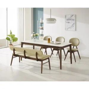 데코라인 에필로그 원목 세라믹 6인용 식탁 1800  의자 3개+벤치) 방문설치