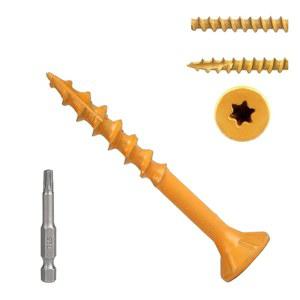 FMJDNLS 데크 나사 황갈색 목재 TORX 스타 코팅 T25 방청 STAR 비트 200개 울타리용 야외 에폭시 드라이브